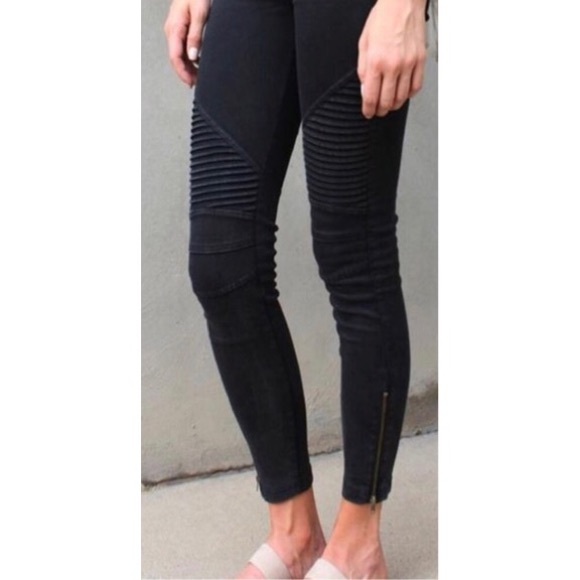 Black Moto Legging W/Ankle Zip S/M L/XL - Picture 2 of 5